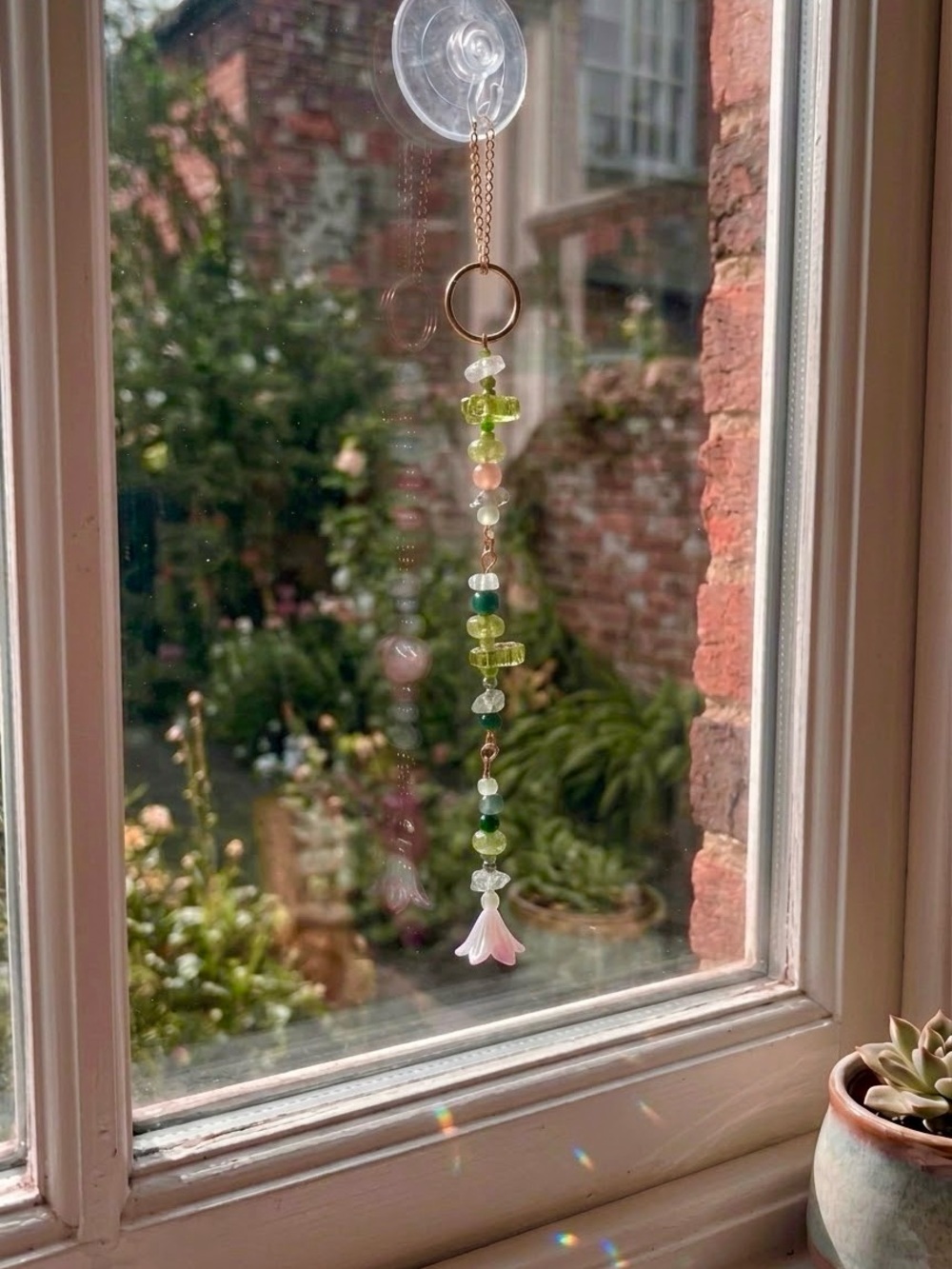 Secret Garden Botanical Handmade Beaded Plant/Window Charm 6”